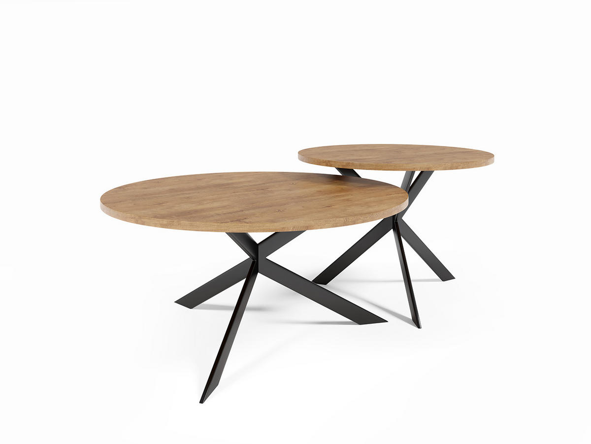 COUCHTISCH Libre Eiche Lefkas Dunkel / Schwarz (2er-Set) - Eichefarben/Schwarz, Holz/Holzwerkstoff (75/133/42cm) - Feldmann-Wohnen