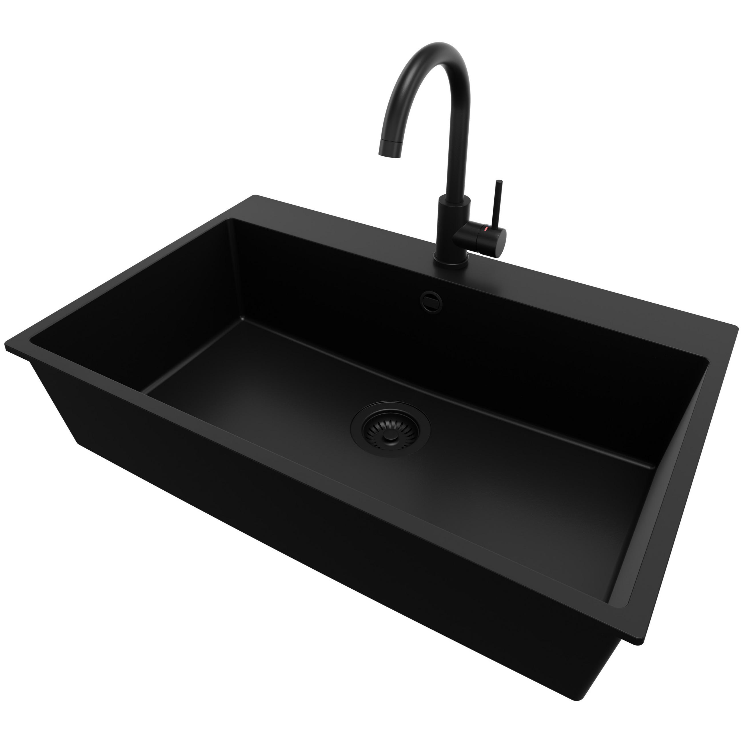 Primagran Granitspüle Schwarz, Schwarz, Schwarz 78x20x50 cm
