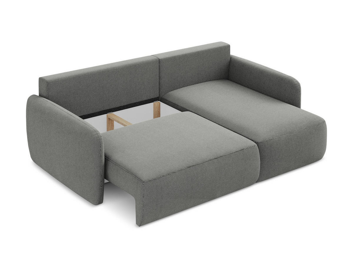 3-SITZER SOFA mit Schlaffunktion Bouclé Stoff Grau - Hellgrau/Schwarz, Holzwerkstoff/Kunststoff (266/95/121cm) - LaMiaSofa