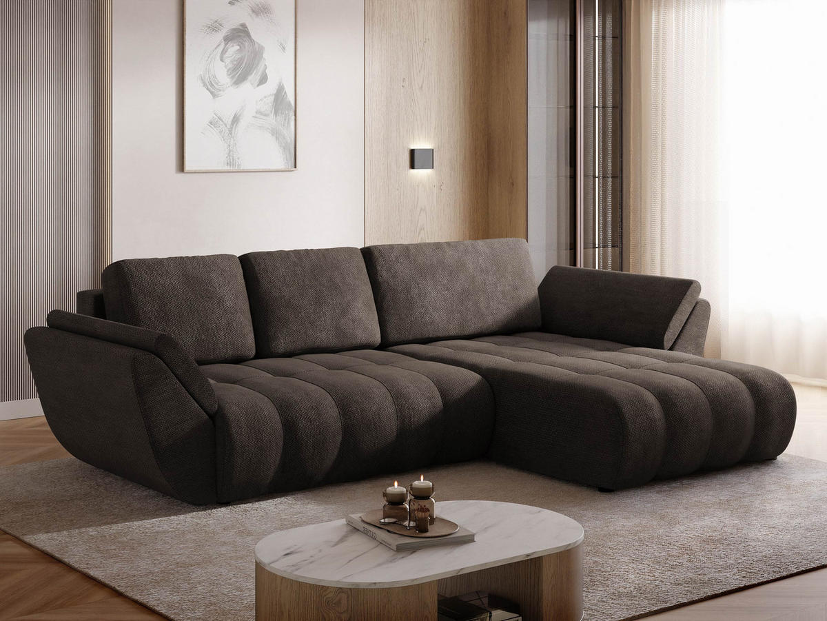 ECKSOFA Faro - Schwarz/Braun, Holz/Kunststoff (283/195cm) - MIRJAN24