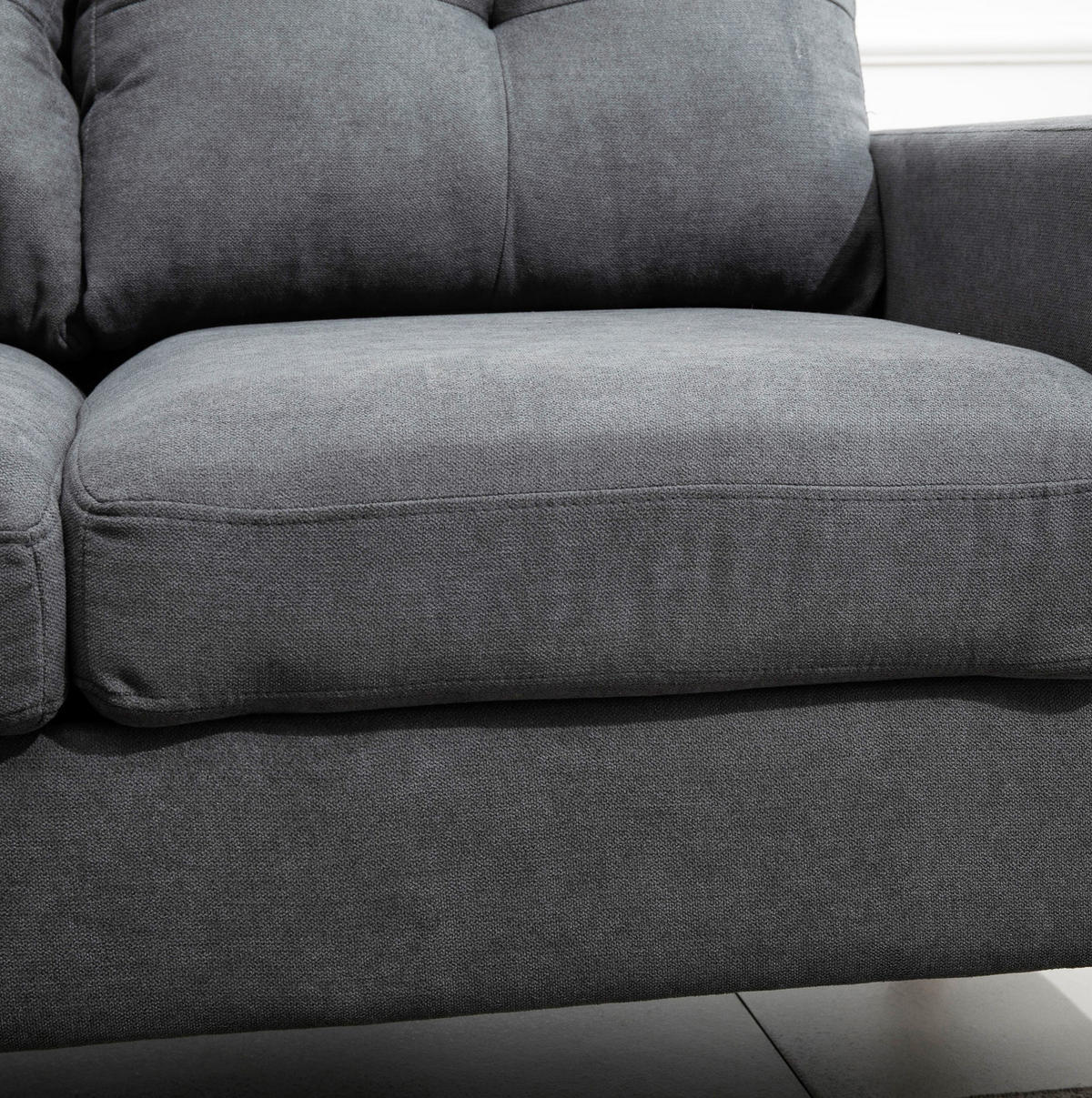 ECKSOFA aus Leinen 193x136x85 cm in Grau mit Chaiselongue - Grau, Textil (136/193cm) - Modfu