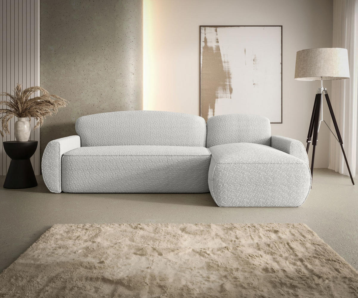 ECKSOFA mit Schlaffunktion LUCAS Quelle 01 Rechts - Weiß, Textil (240/145cm) - Bedante
