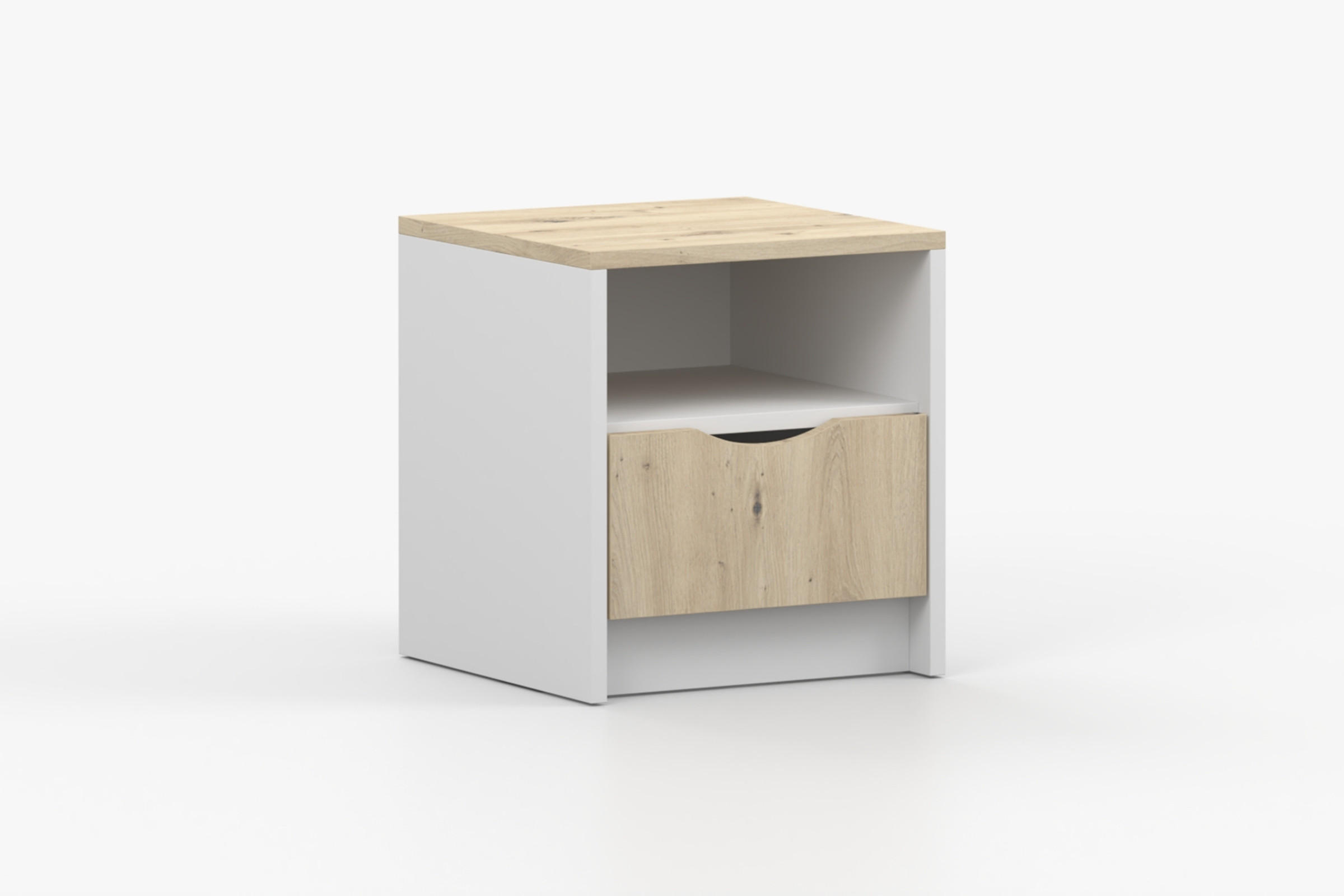 KINDER-NACHTTISCH JUMI 40/42/36 cm in Weiß/Eiche Artisan - Weiß/Eiche Artisan, Holzwerkstoff (40/42/36cm) - Deine Möbel 24