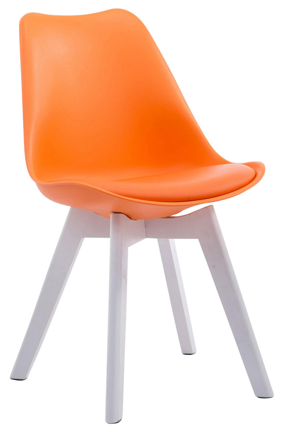 STUHL 4er Set Lederlook orange - Weiß/Orange, Holz/Textil (48/84/55cm) - CLP