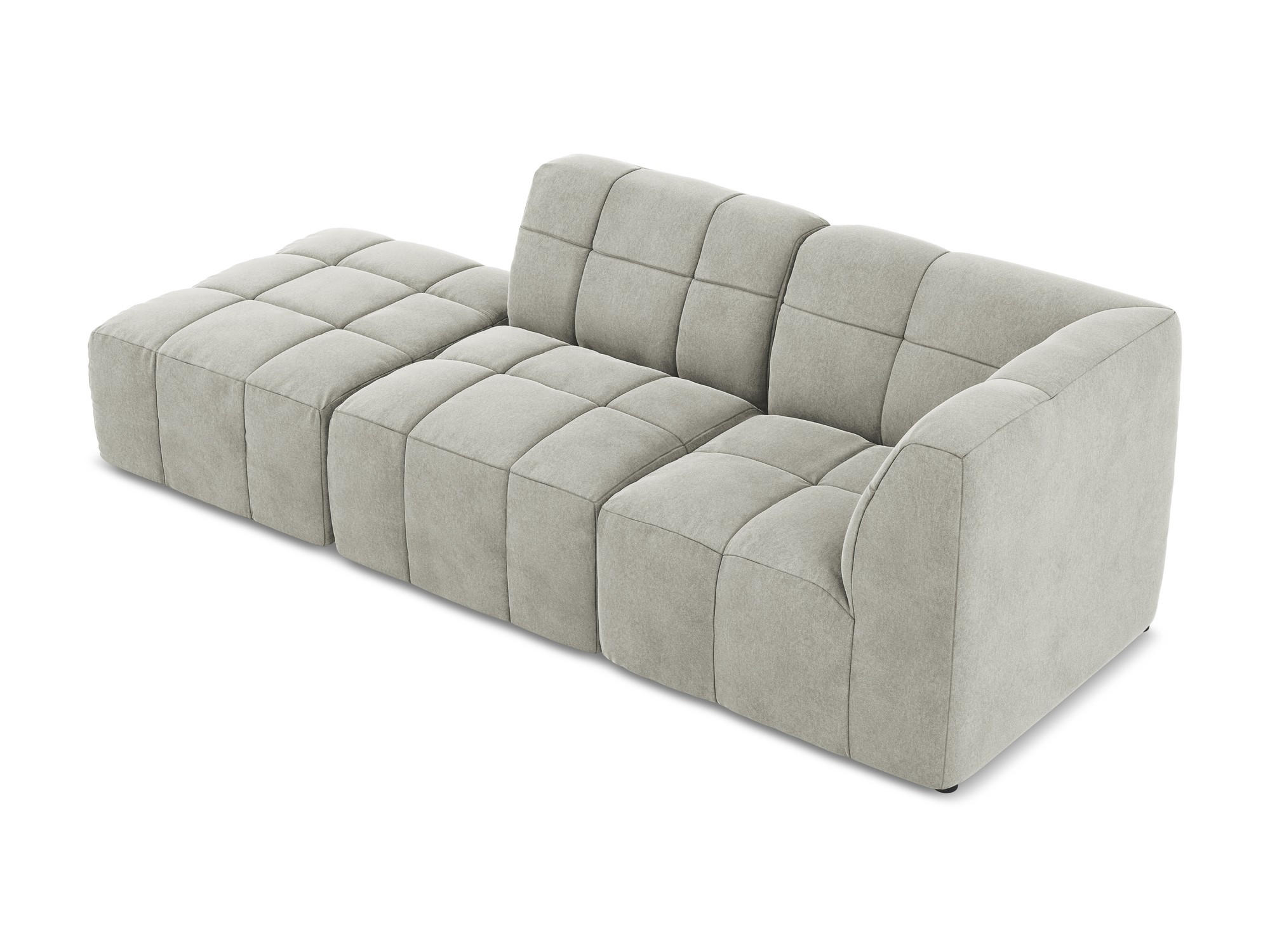 ECKSOFA Links Samt Stoff Grau - Hellgrau/Schwarz, Holzwerkstoff/Kunststoff (240/90cm) - Makamii