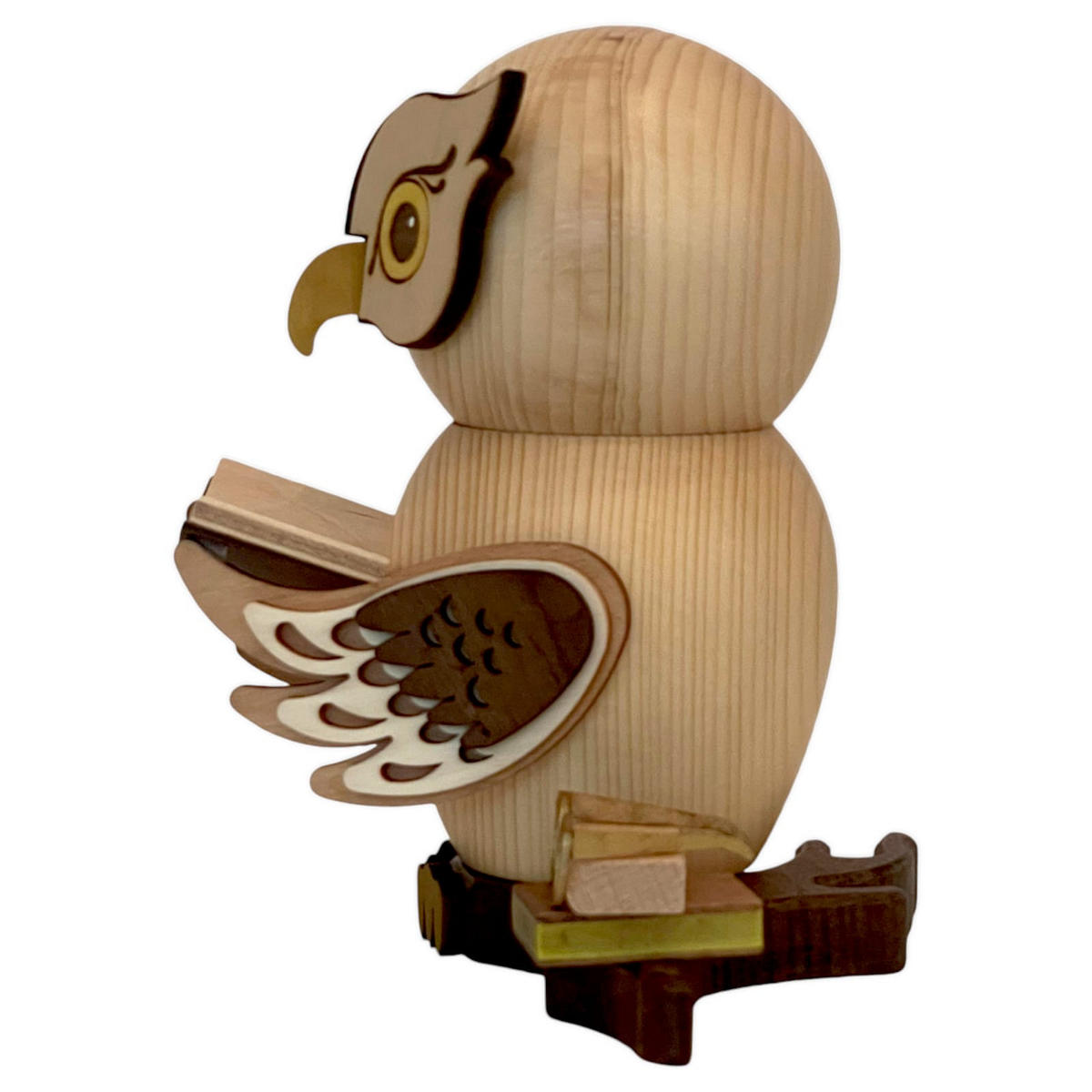 RAUCHFIGUR Eule mit Büchern 15 cm - Multicolor, Holz (10/15/10cm)