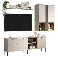 WOHNWAND Kaschmir, Eiche 4-teilig 250 cm, Schrankwand mit Soft-Close - Sandfarben/Kaschmir, Holzwerkstoff/Metall (140/20/22cm) - Top.Furn