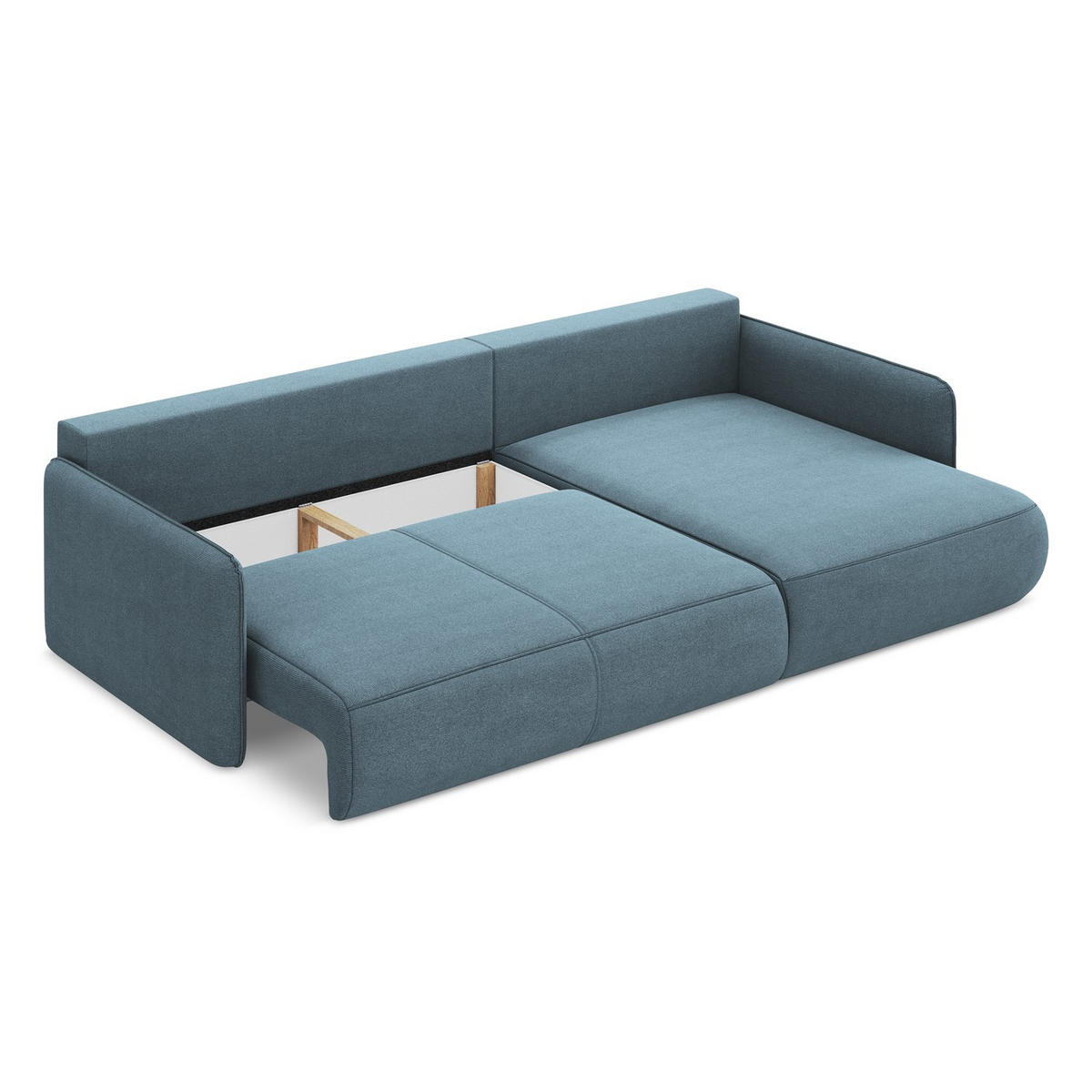 ECKSOFA mit Schlaffunktion Strukturstoff Stoff Blau - Blau/Schwarz, Kunststoff/Textil (240/148cm) - LaMiaSofa