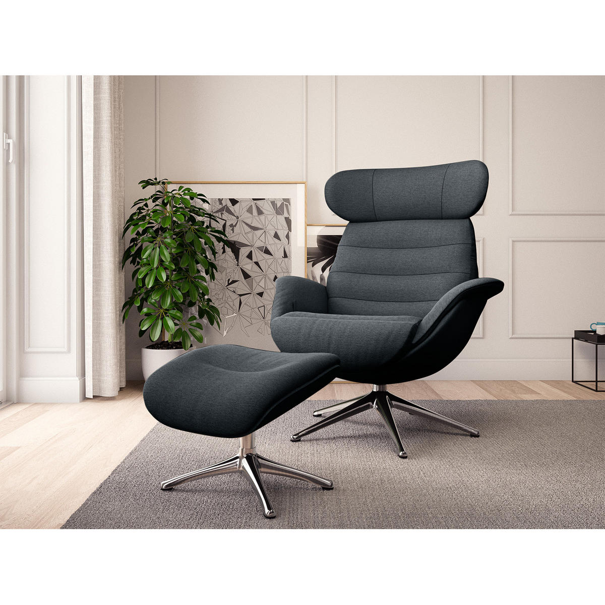 RELAXSESSEL - Grau, Textil/Metall (90/107/90cm) - home24
