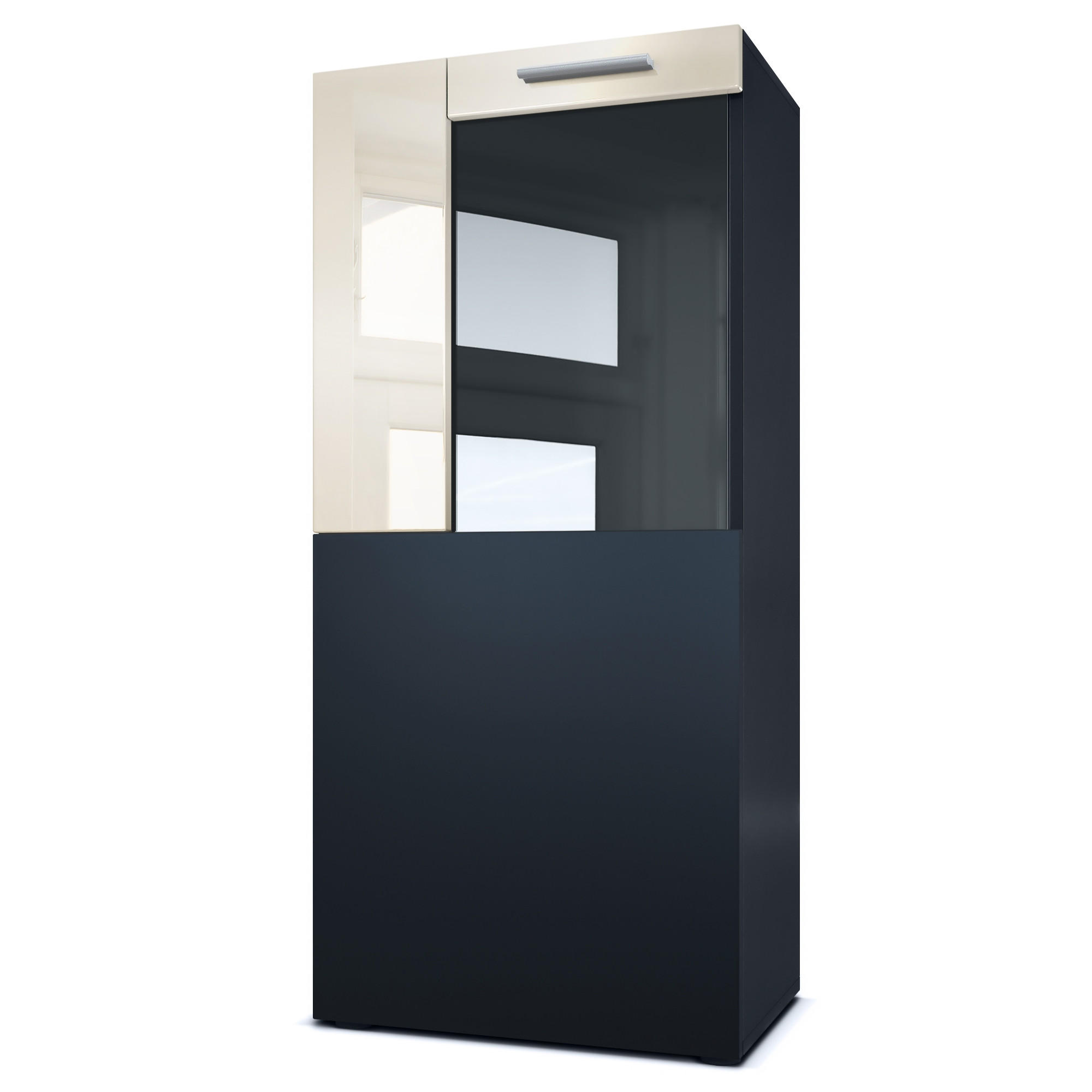 VITRINE Movie Absetzungen in Creme Hochglanz - Creme, Holzwerkstoff (50.5/111/32.5cm) - Vladon