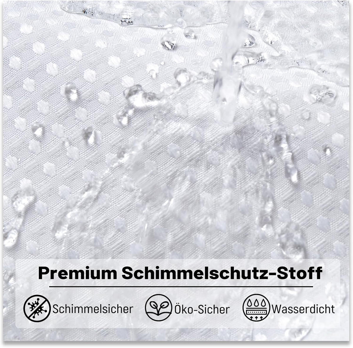 DUSCHVORHANG – 180 x 200 cm (inkl. 12 Kunststoffhaken) – Weiß - Weiß, Textil (180/200cm)