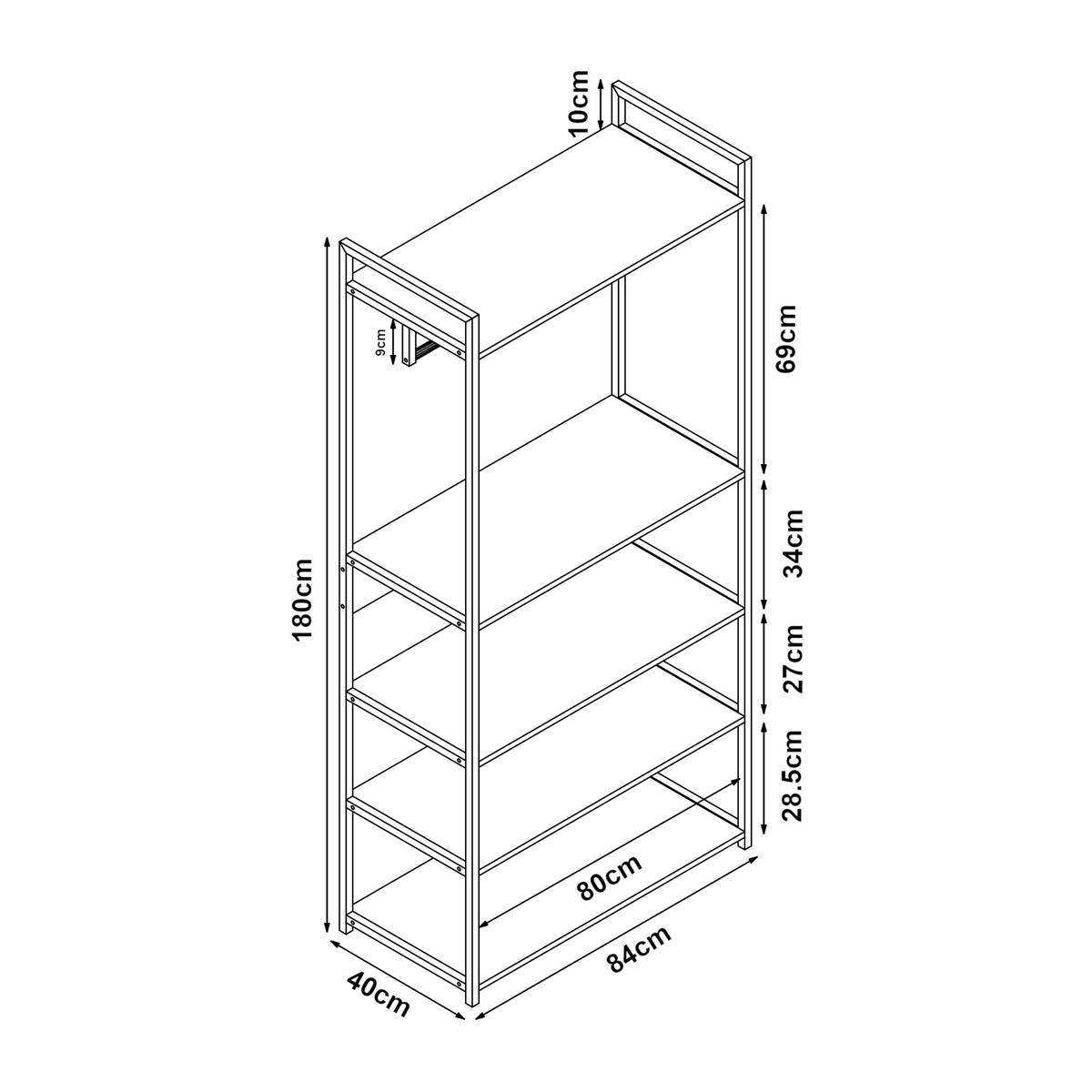 GARDEROBENSTÄNDER Larem - Eichefarben/Schwarz, Holzwerkstoff/Metall (84/180/40cm) - [en.casa]