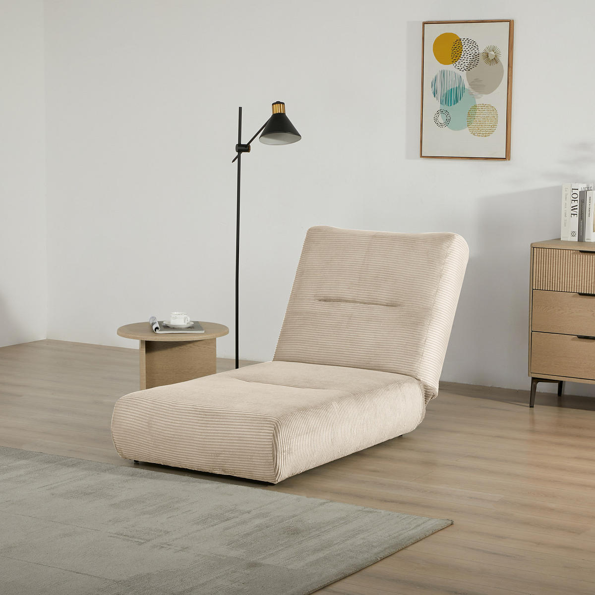 SCHLAFSESSEL - Cordstoff - Beige, Textil (81/88/160cm) - home24