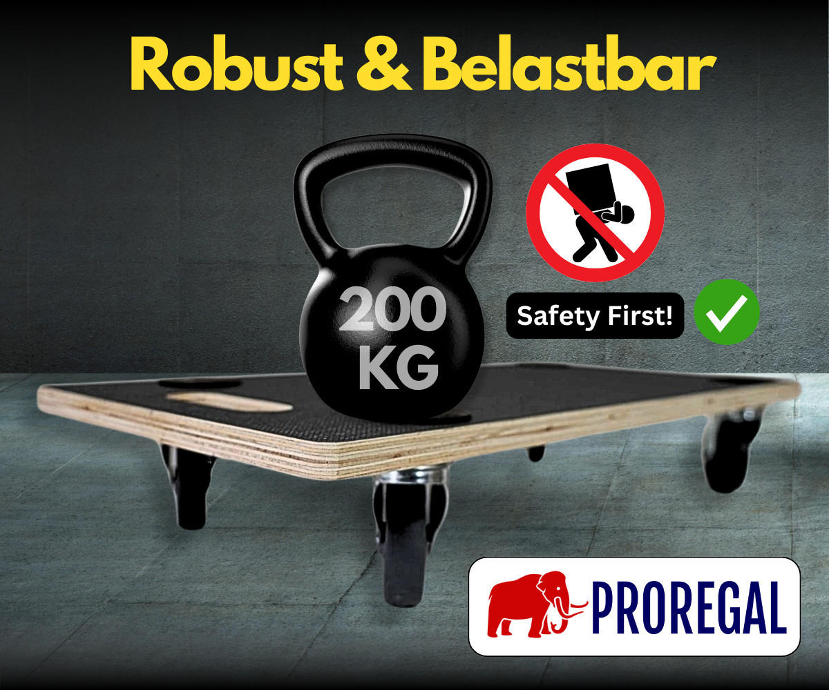 TRANSPORTROLLER 2er-Set mit 4 Rollen 11,5x30x60cm Traglast 200kg Siebdruck Holzplatte Schwarz - Schwarz, Holzwerkstoff (60/30/11.5cm) - PROREGAL