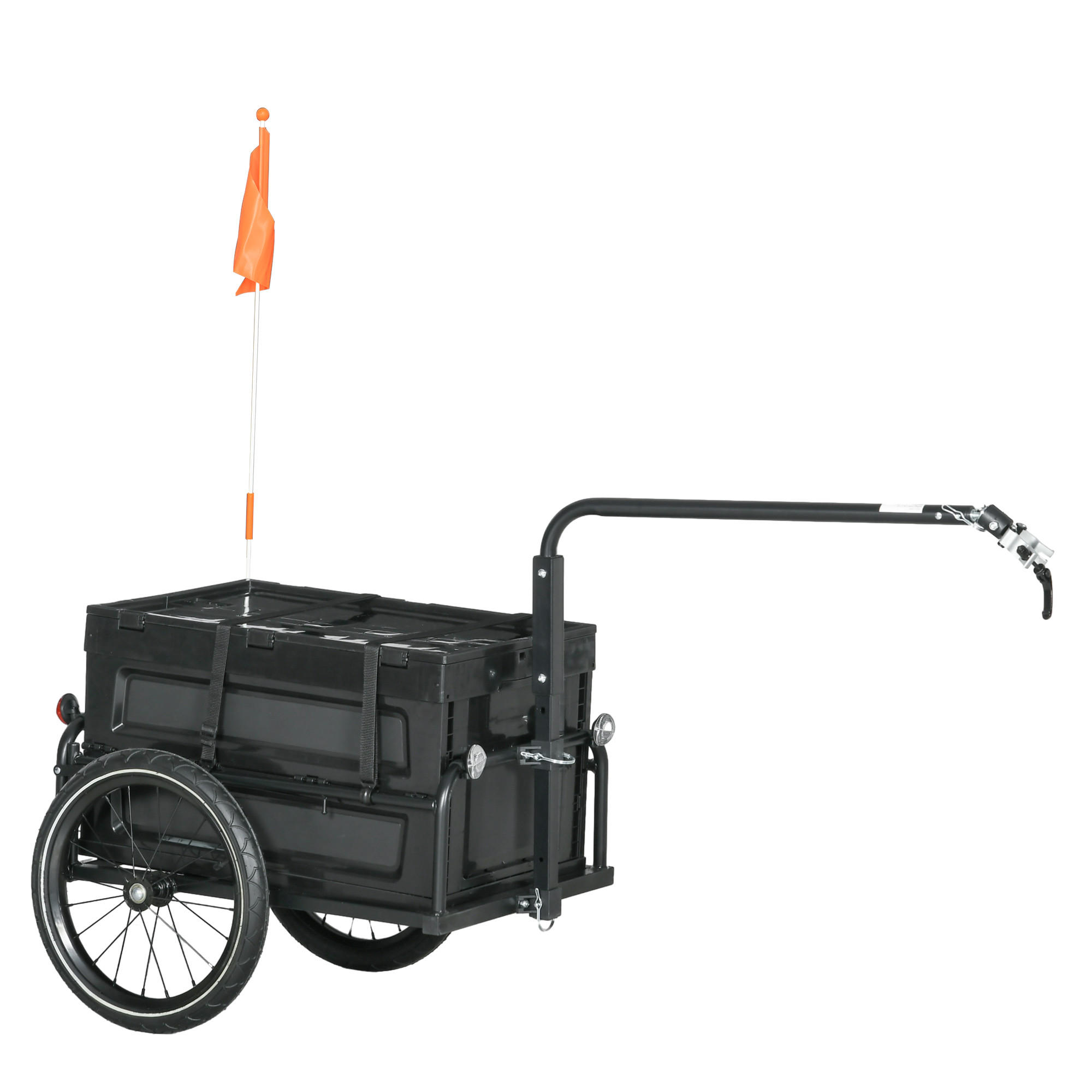 FAHRRADANHÄNGER DE-18157 65L, klappbarer Koffer, Reflektoren Schwarz - Schwarz, Metall (61/81/145cm) - ComfortXL