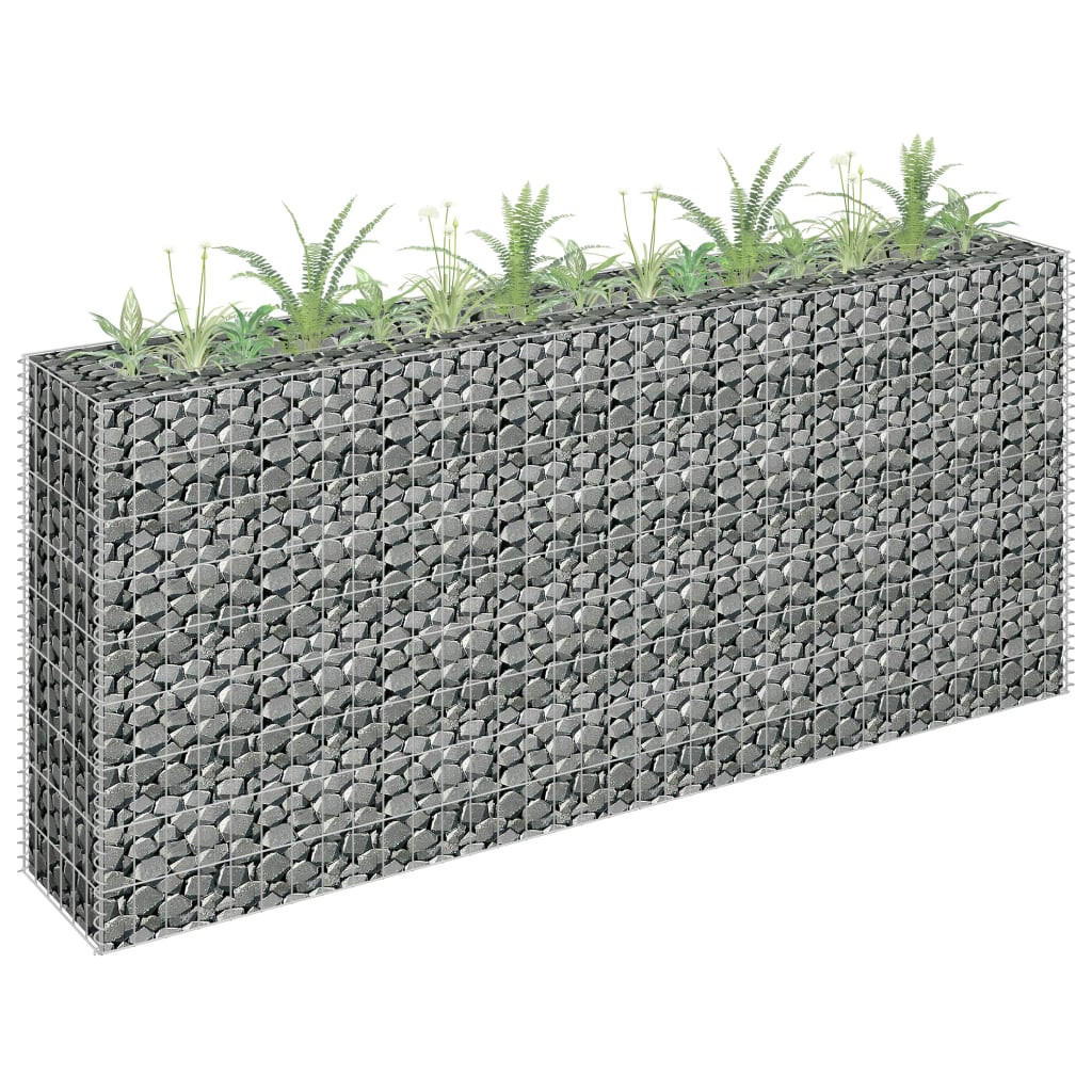 furnicato Gabionen-Hochbeet Silber 30x90x180 cm