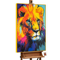 GEMÄLDE Löwengrazie Schattenfugenrahmen Gelb 120x80 cm - Gelb, Holz (120/80cm) - YS-art gallery