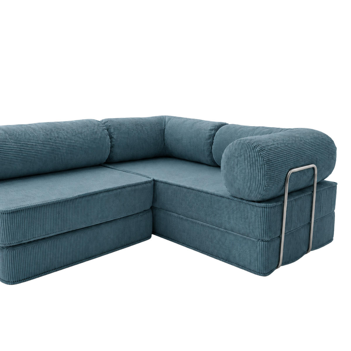 ECKSOFA Cord 300 x 200 cm Türkis mit Schlaffunktion - Türkis, Textil (300/200cm) - SURB