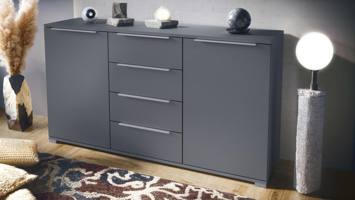 SIDEBOARD Linio Anthrazit matt - Anthrazit, Holzwerkstoff (138.5/75.5/35cm) - Vladon