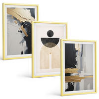 BILDER SET 3er Set - 40x60 cm Goldrahmen - Abstrakte Geometrie Eleganz - Goldfarben, Kunststoff (40/60cm) - TULUP