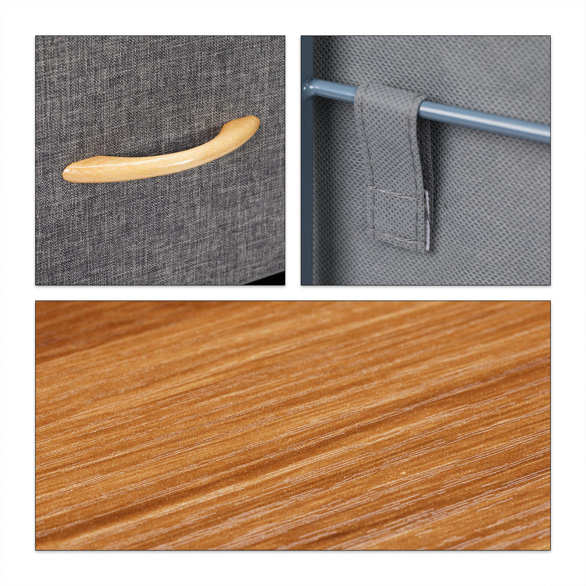 SCHUBLADENSCHRANK - Anthrazit, Holzwerkstoff/Textil (58/74.5/30cm) - Relaxdays