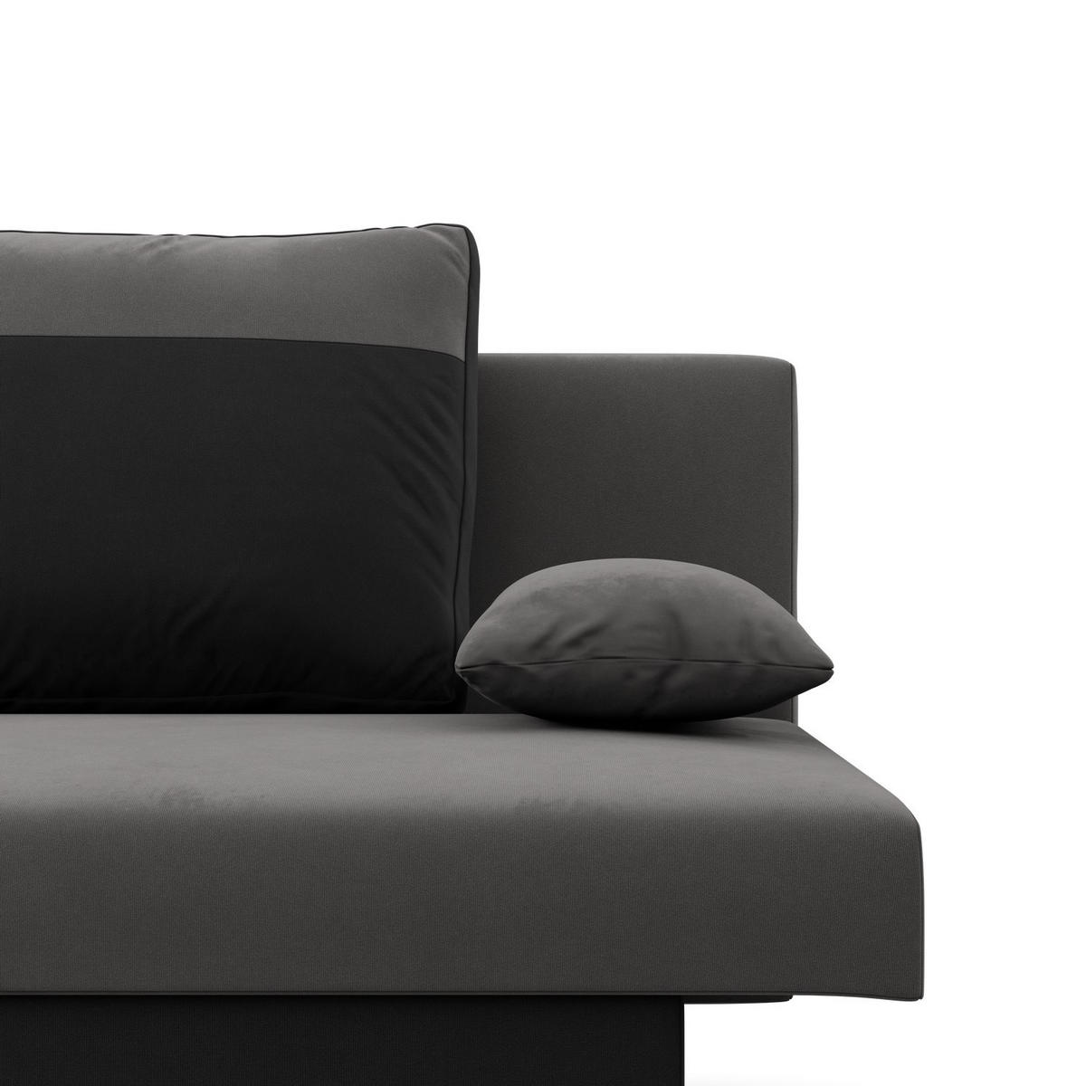 SOFA 3-SITZER MIT SCHLAFFUNKTION NOLA Grau/Schwarz - Schwarz/Grau, Textil (86/85/191cm) - Mebligo