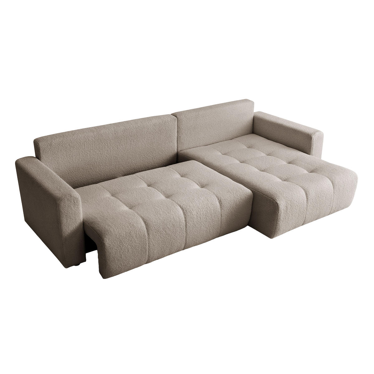 ECKSOFA WALONGO mit Schlaffunktion, Beige - Beige, Textil (261/143cm) - Fedve