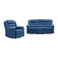SOFAGARNITUR mit Relaxfunktion - 4 -Sitzer - Polyester - blau - BUROLO - Blau, Textil (199/103/95cm) - Vente-Unique