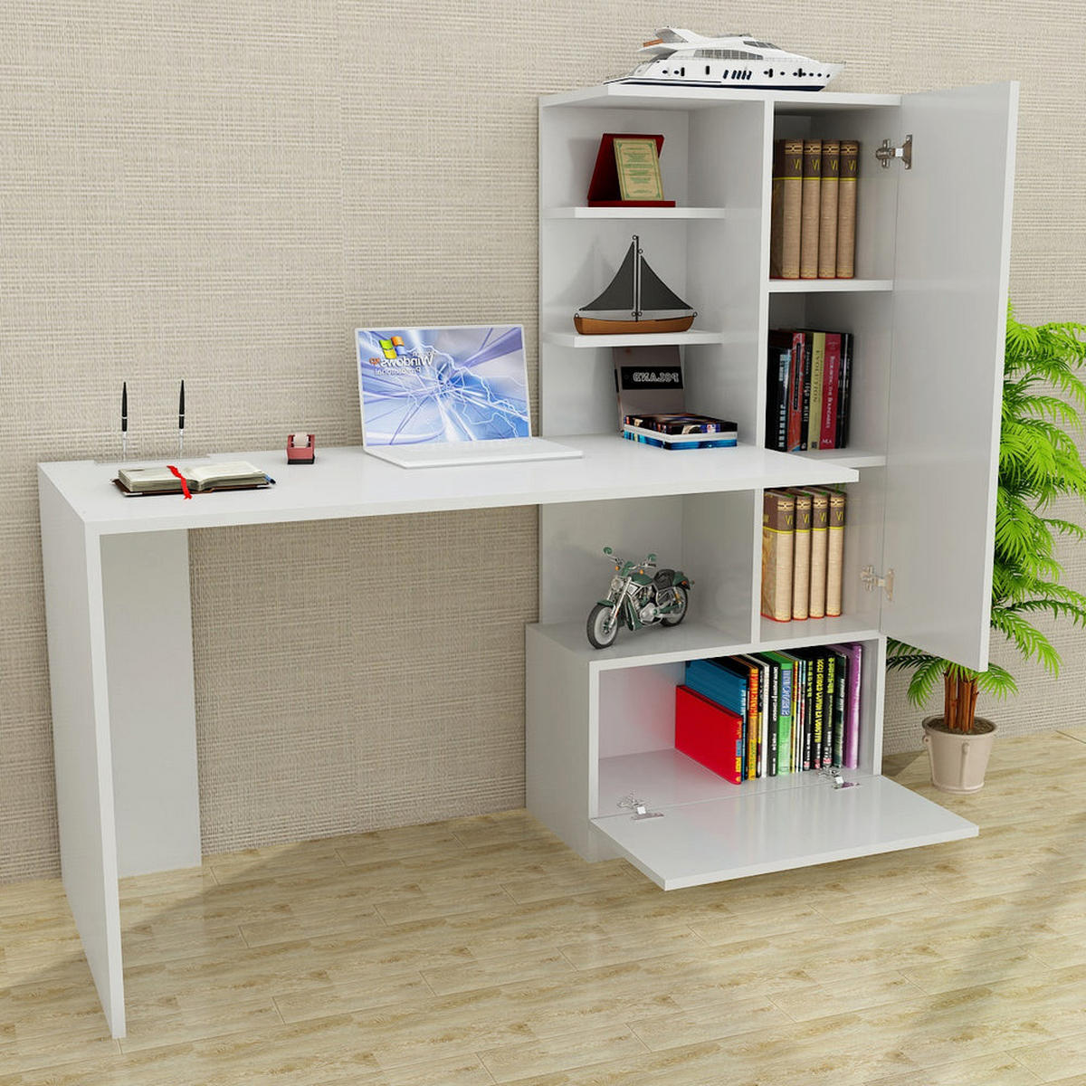 SCHREIBTISCH Merinos Weiß - Weiß, Holzwerkstoff (62/150/120cm) - moebel17