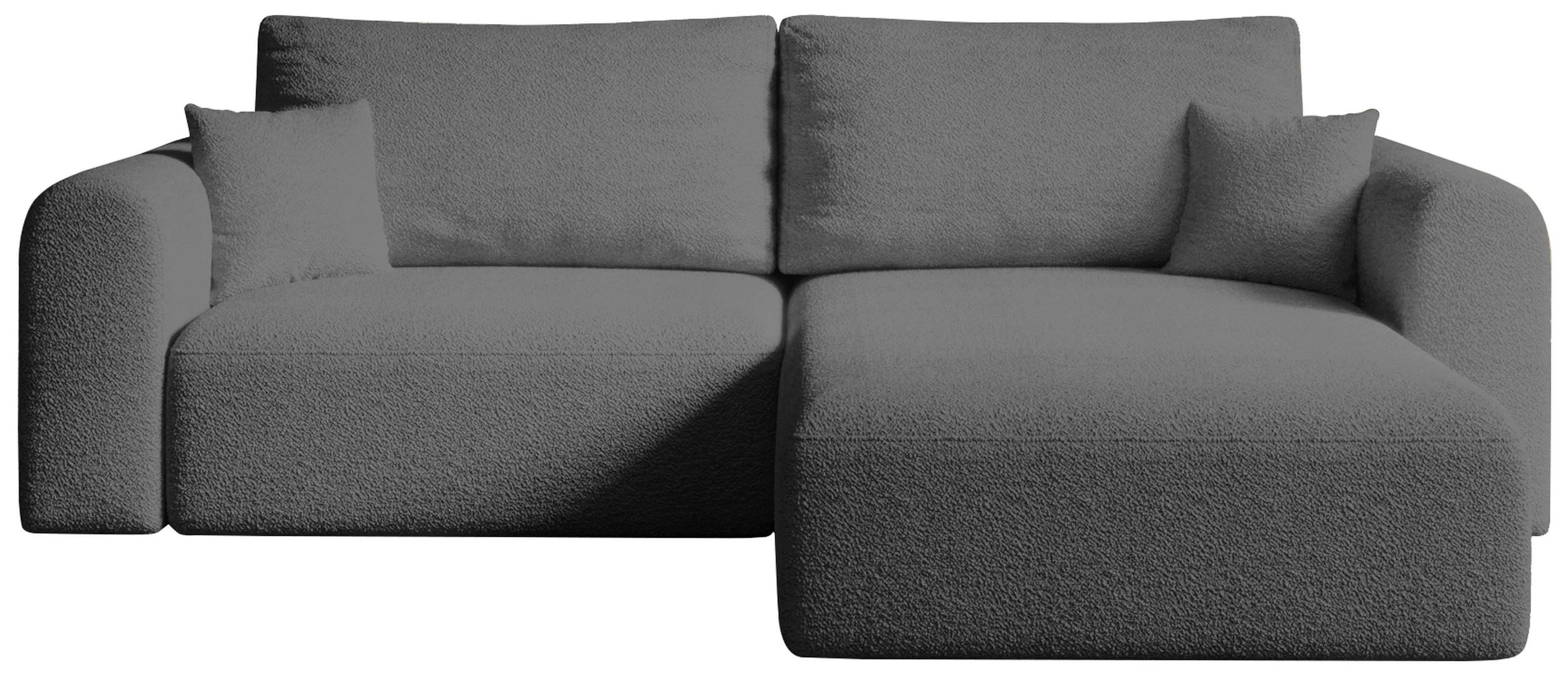 ECKSOFA Kornel mit Schlaffunktion Dunkelgrau Boucle - Dunkelgrau, Textil (248/165cm) - Bromarkt