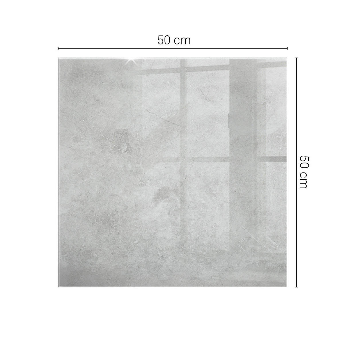 TISCHPLATTE 50x50 cm Betonoptik mit Rissen - Weiß/Grau, Glas (50/50/0.4cm) - TULUP