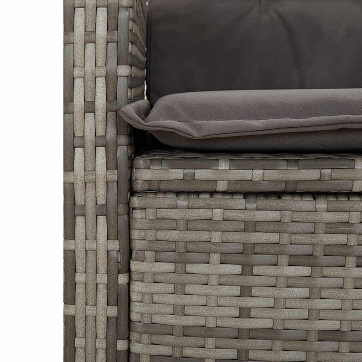 GARTENBANK Verstellbar Mit Kissen Grau Poly Rattan - Grau, Kunststoff (105/93/66cm) - vidaXL