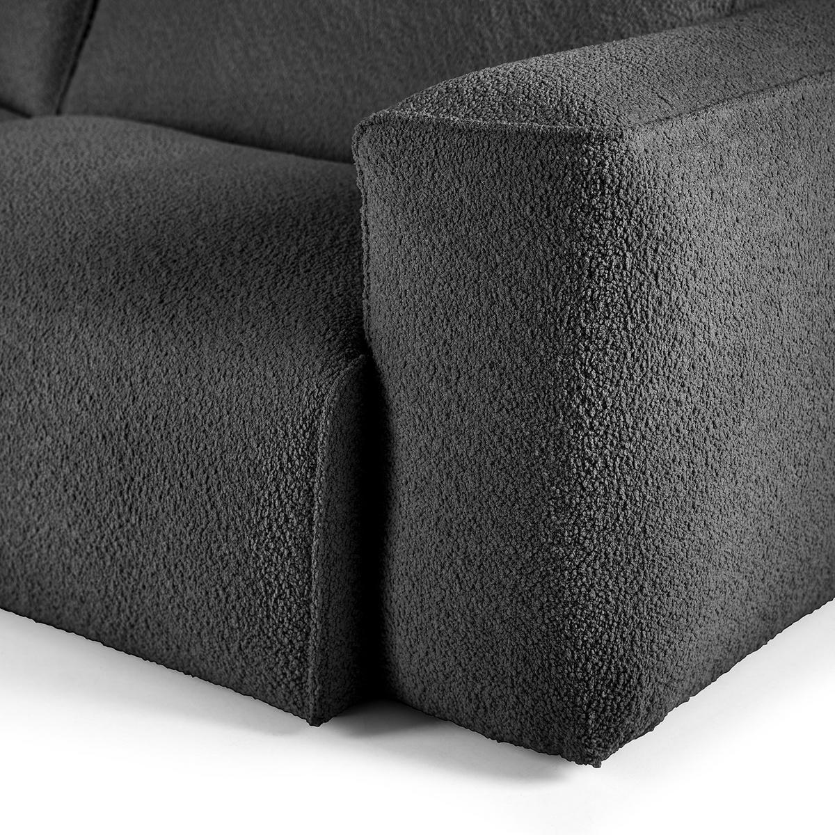 ECKSOFA mit XL-Longchair - Anthrazit/Schwarz, Kunststoff/Textil (260/171cm) - home24