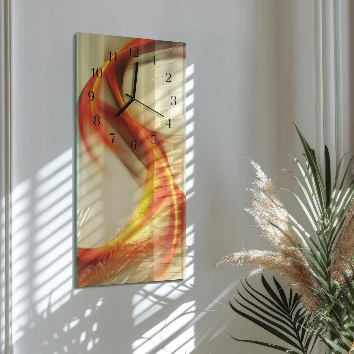 WANDUHR 60x30 cm - Abstrakte Kunst - Multicolor, Glas (30/60/0.4cm) - TULUP