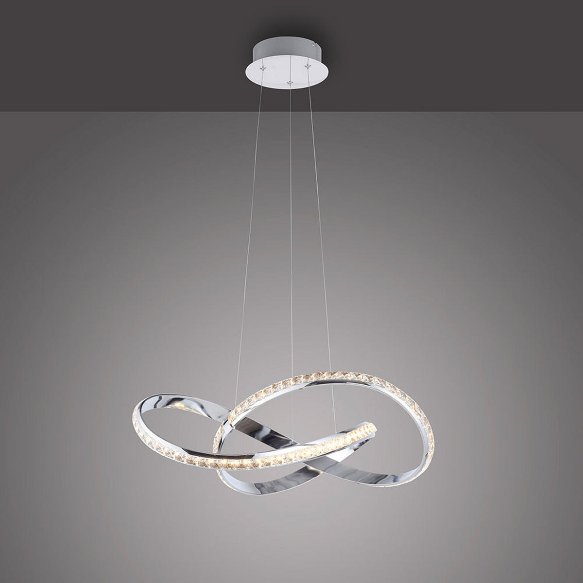 LED HÄNGELEUCHTE Metall Chrom Silber - Silberfarben, Metall (57/57/120cm)