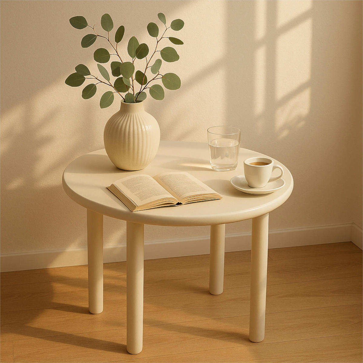 COUCHTISCH Holzoptik Weiß Rundtisch 45x42 cm - Weiß, Holzwerkstoff (45/45/42cm) - Begryf