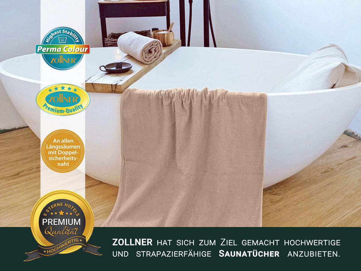 SAUNATUCH, 2er-Set, 70x180 cm, 100% Baumwolle, Braun - Cappuccino, Textil (70/180cm) - Zollner