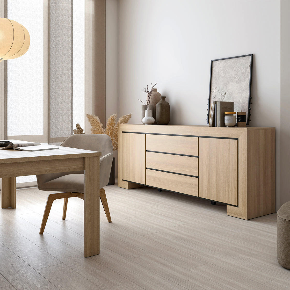 SIDEBOARD Lucius Dřevo a černá - hnědá, kompozitní dřevo (225/90/48cm) - Petits-meubles