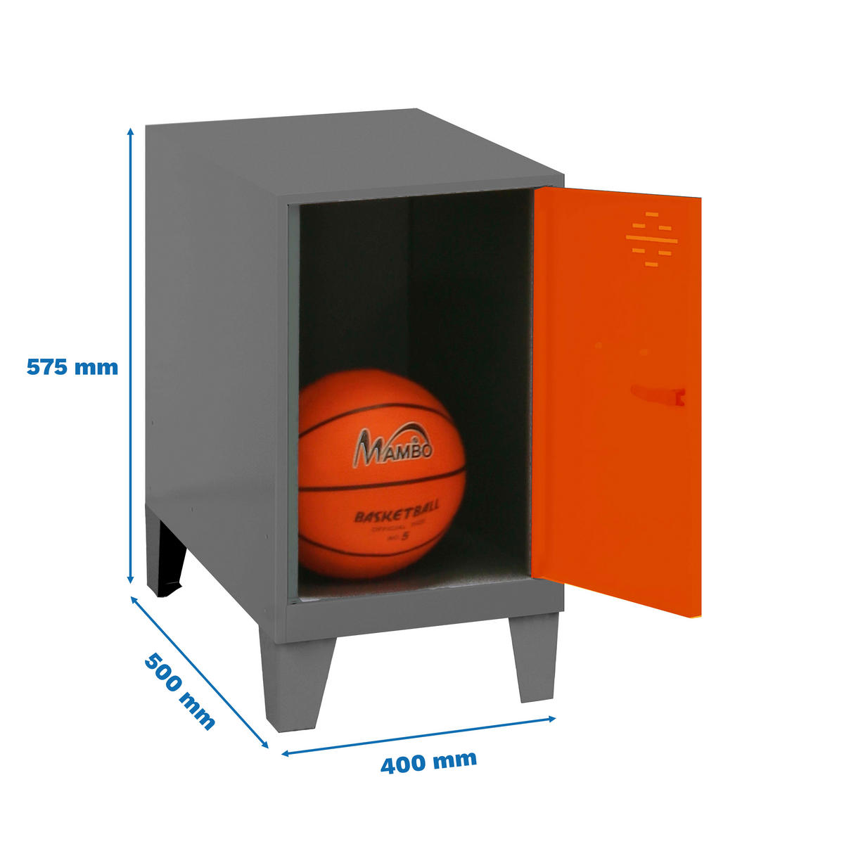 SCHLIESSFACHWÜRFEL Amego HxBxT 57,5x40x50 cm Mit Standfüße Orange-Anthrazit Spind - Orange, Metall (40/57.5/50cm) - PROREGAL