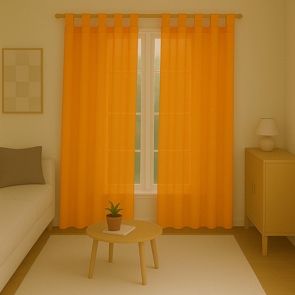 SCHLAUFENSCHAL blickdicht 140x225 cm Hellorange 2er-Pack - Orange, Textil (140/225cm)