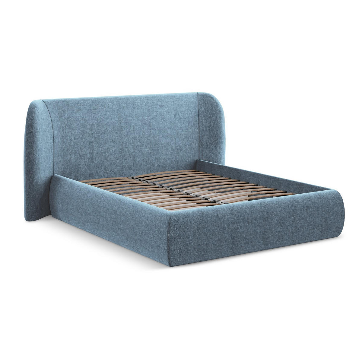 POLSTERBETT mit Bettkasten und Lattenrost 190x215 Blau - Blau/Blaugrau, Kunststoff/Textil (140/200cm) - LaMiaSofa