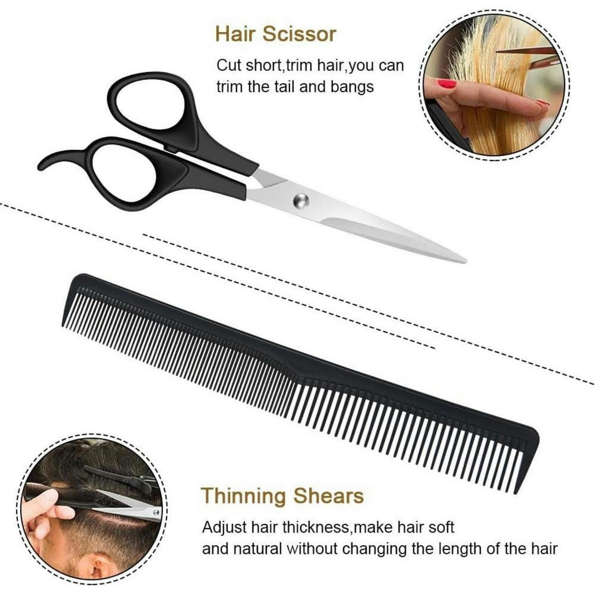 HAARSCHERE Set 2-teilig Schwarz - Schwarz, Metall (6/1/17.5cm)
