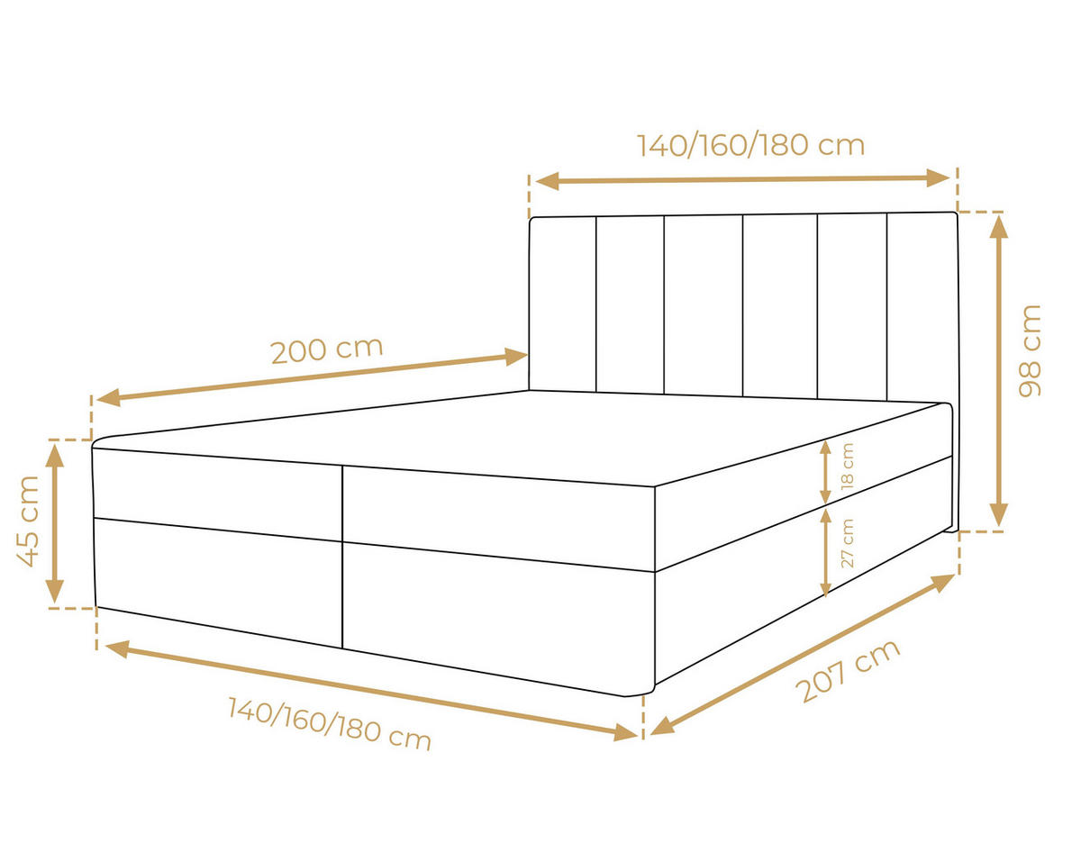 BOXBETT MEREA 160x200 cm mit Bettkasten und Matratze - Grau - Schwarz/Grau, Holz/Holzwerkstoff (160/200cm) - AX Living