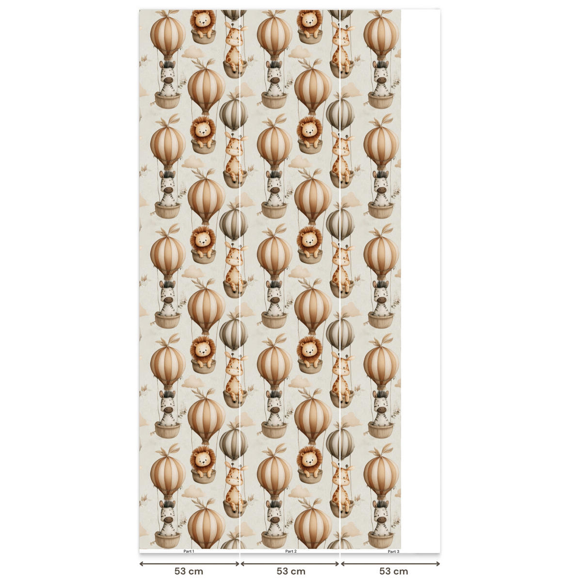 KINDERTAPETE - Safari - Heißluftballons - Taupe - 140x280 cm - Beige, Papier (140/280cm) - OnlyWow