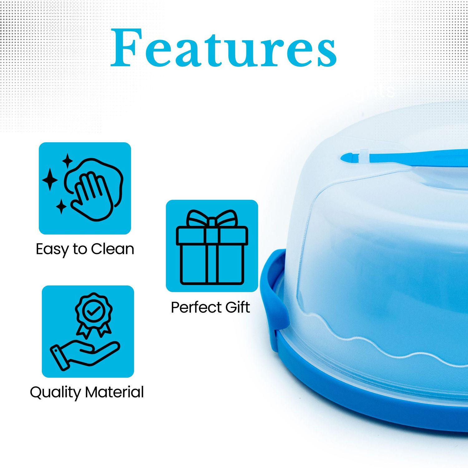 KUCHENTRANSPORTBOX Kuchenbehälter 29.8/28.8/13.2 cm - Blau, Kunststoff (28.8/13.2/29.8cm) - Intirilife