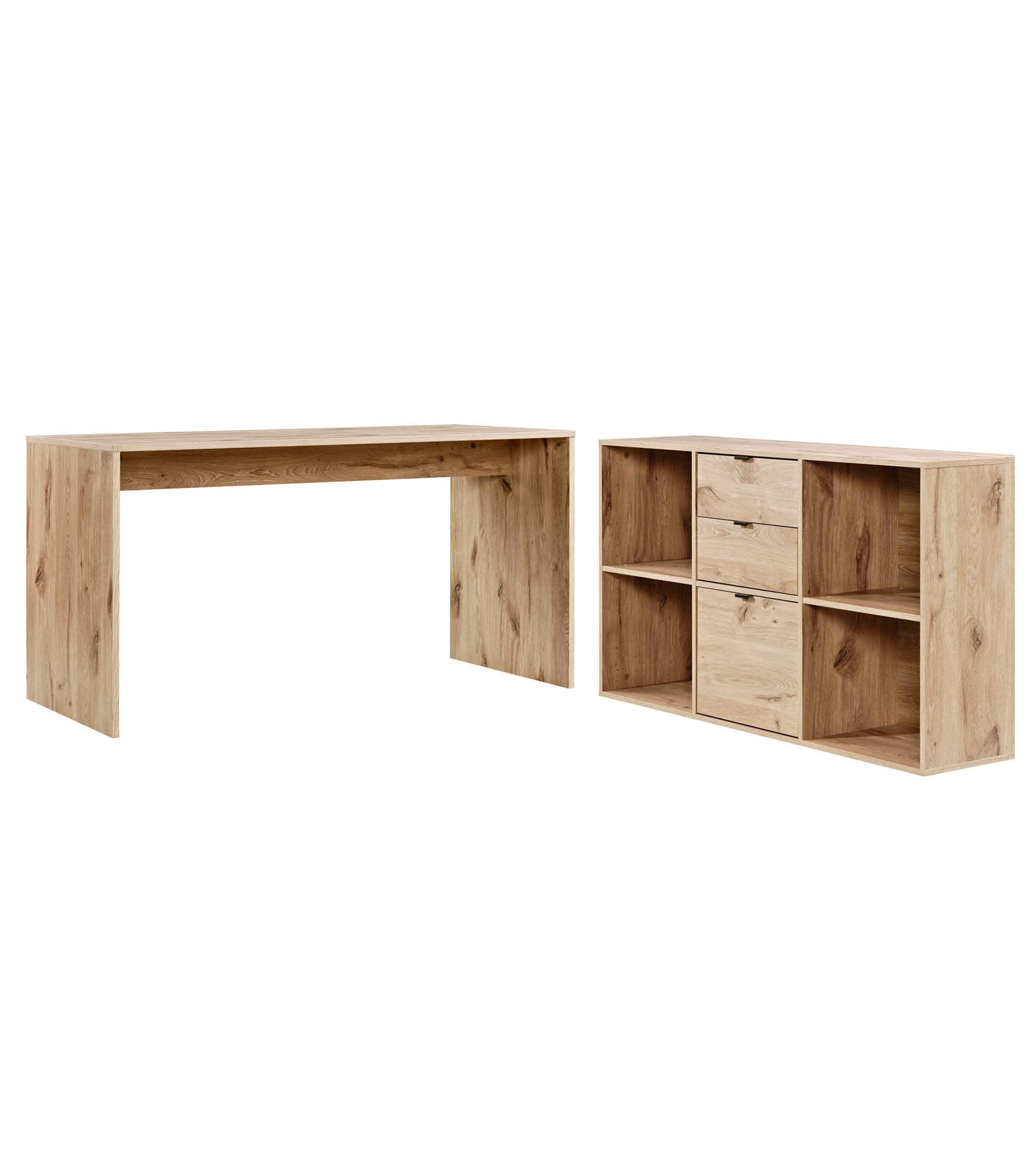 SCHREIBTISCH Der Produktive - Eichefarben, Holzwerkstoff (65/145/77cm) - Mokebo
