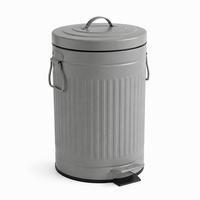 MÜLLEIMER Grau 12 l Tretpedal Softclose Metall - Grau, Kunststoff/Metall (25/41/25cm) - Relaxdays
