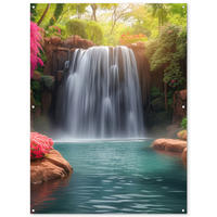 ZAHRADNÍ PLAKÁT Vodopád - Příroda - Rostliny - Džungle - Voda 120x160 cm - zelená barva, plast (120/160/0.2cm) - OnlyWow