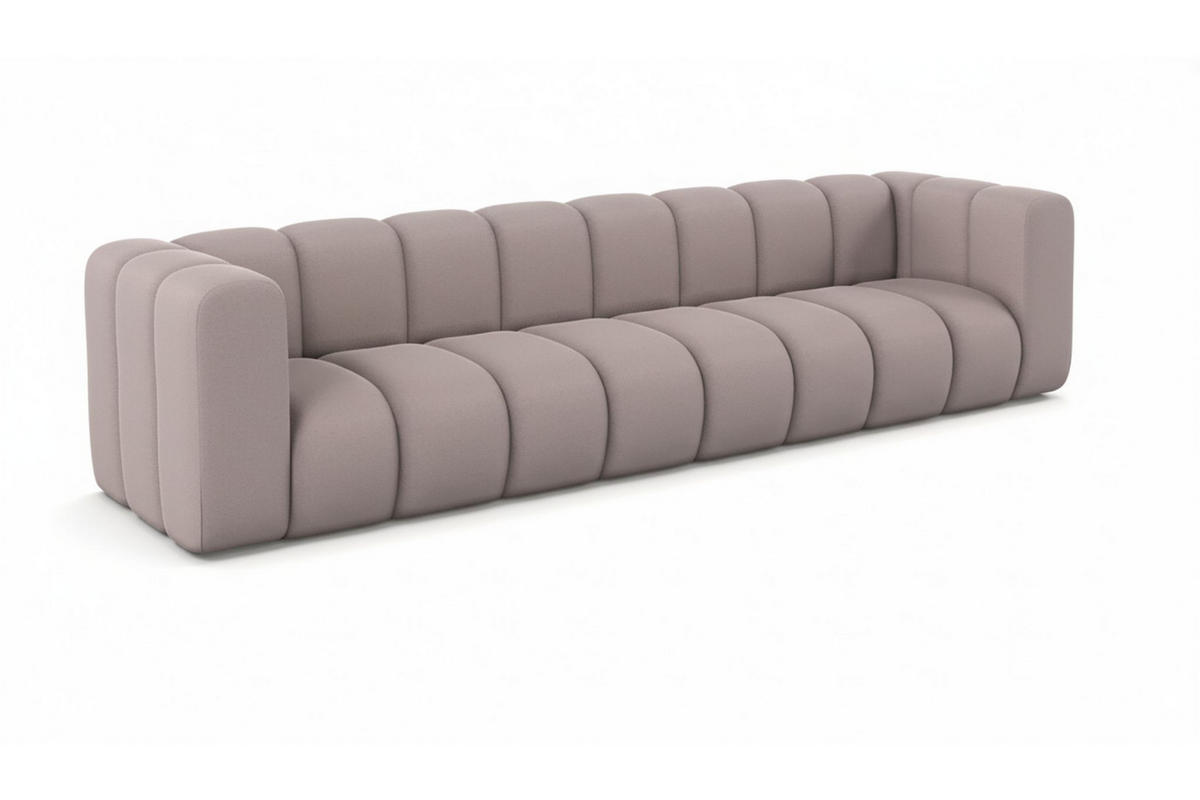 COUCH, Viersitzer-Sofa Grand, Veloursstoff Salvador, Grau - Grau, Holz (290/70/93cm) - Kaiser Möbel