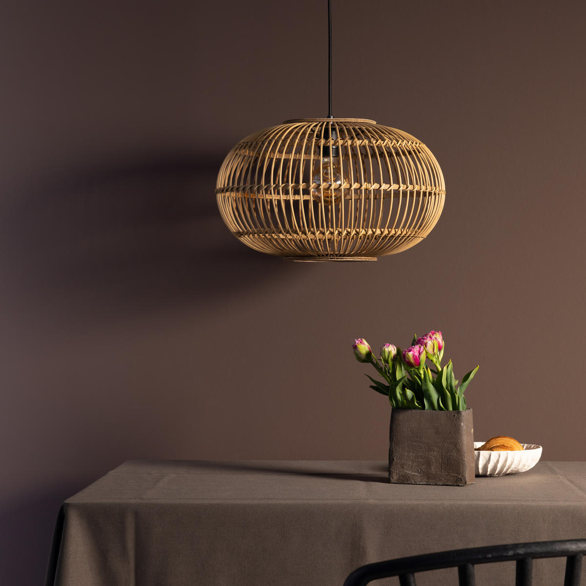 PENDELLEUCHTE Woodball 99883/06 - Schwarz, Metall (44.5/44.5/151cm) - Brilliant